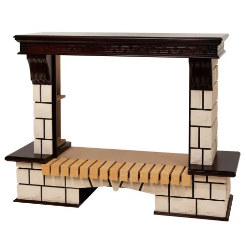 Портал RealFlame Stone (под очаг 33) античный дуб, кирпич тёплый белый
